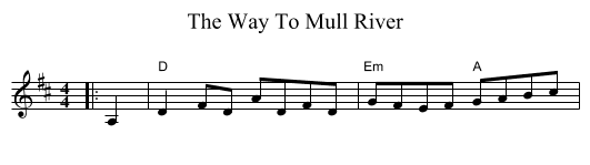 The Way To Mull River - staff notation