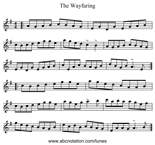 The Wayfaring - staff notation