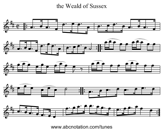 the Weald of Sussex - staff notation