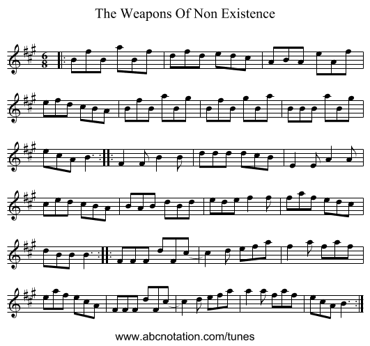 The Weapons Of Non Existence - staff notation
