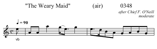 The Weary Maid               (air)            0348 - staff notation