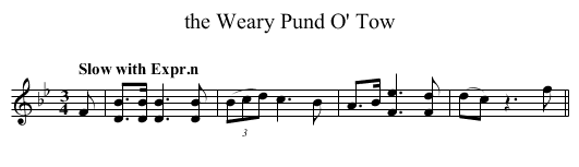 the Weary Pund O' Tow - staff notation