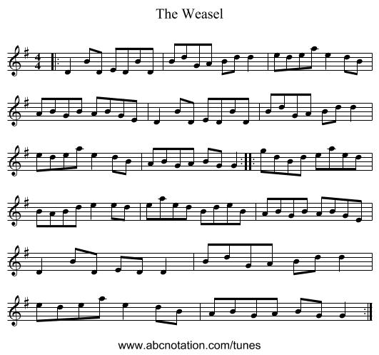 The Weasel - staff notation