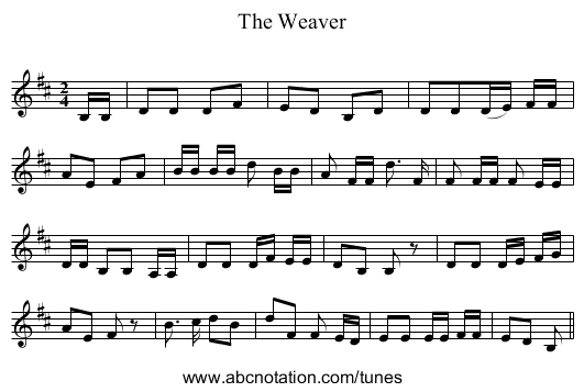 The Weaver - staff notation