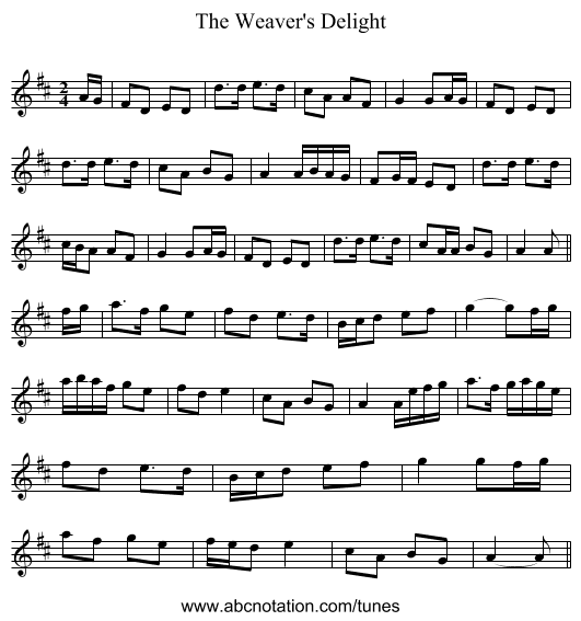 The Weaver's Delight - staff notation