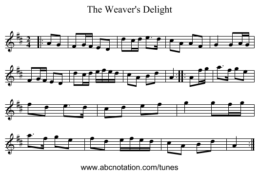 The Weaver's Delight - staff notation