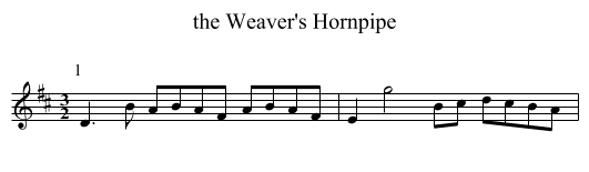 the Weaver's Hornpipe - staff notation