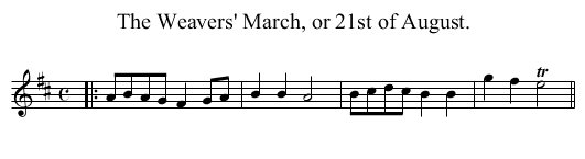 The Weavers' March, or 21st of August. - staff notation