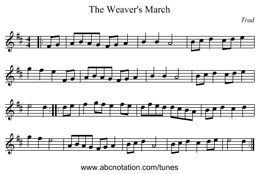 The Weaver's March - staff notation