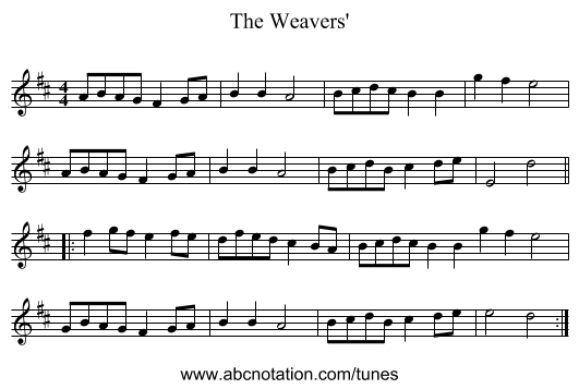 The Weavers' - staff notation