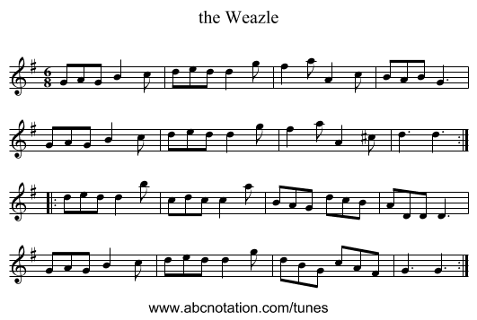 the Weazle - staff notation