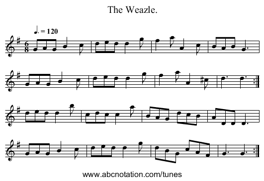 The Weazle. - staff notation