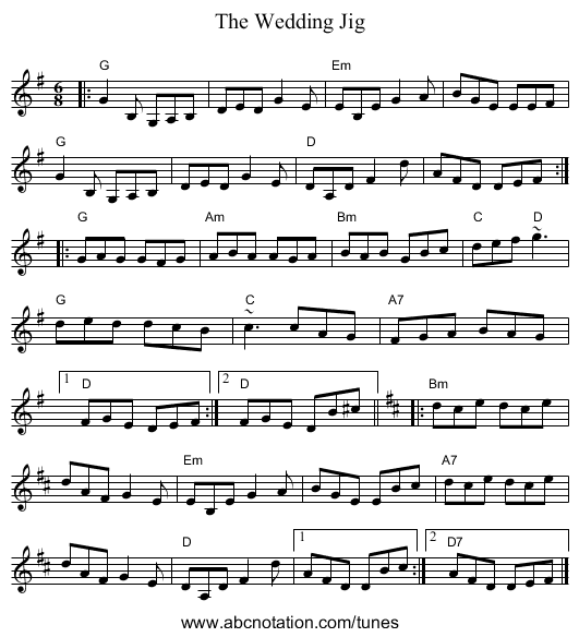 The Wedding Jig - staff notation
