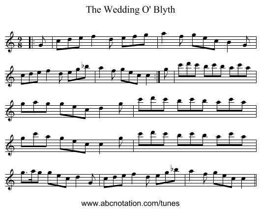 The Wedding O' Blyth - staff notation