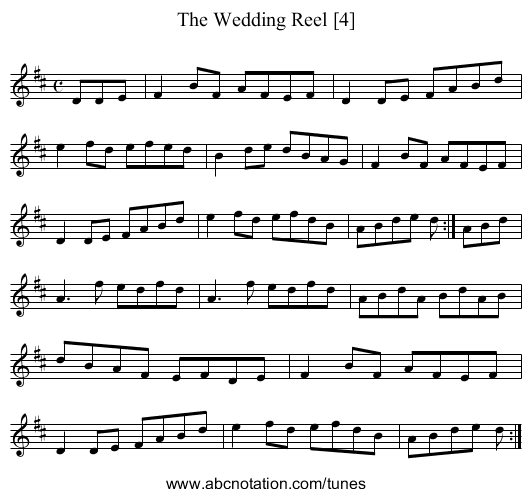The Wedding Reel [4] - staff notation