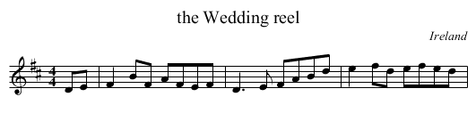 the Wedding reel - staff notation