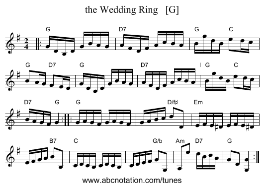 the Wedding Ring   [G] - staff notation