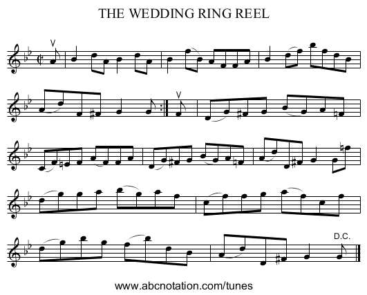 THE WEDDING RING REEL - staff notation