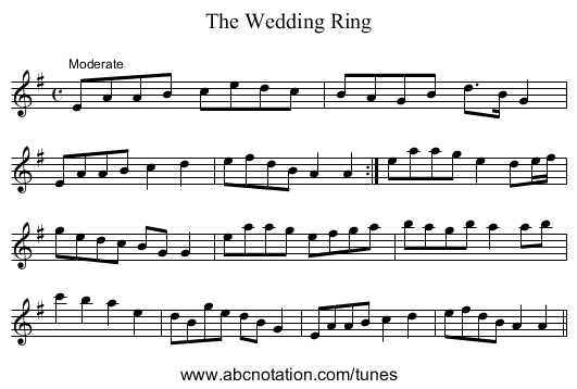 The Wedding Ring - staff notation