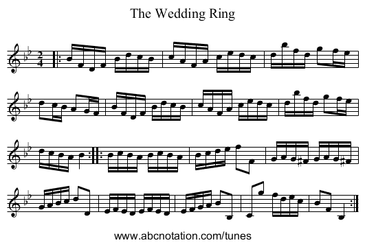 The Wedding Ring - staff notation
