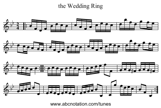 the Wedding Ring - staff notation