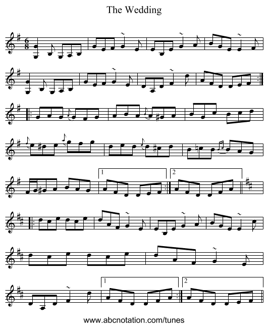 The Wedding - staff notation