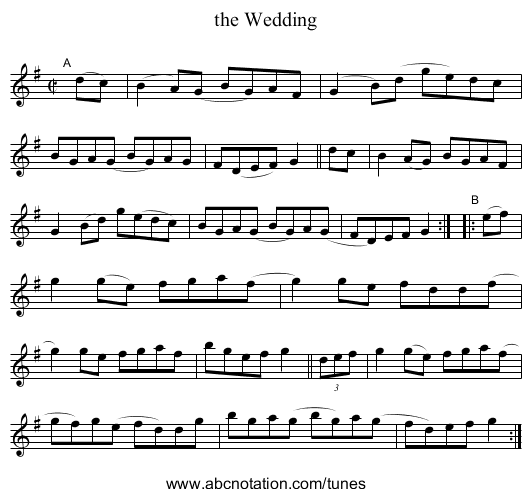 the Wedding - staff notation