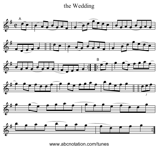 the Wedding - staff notation