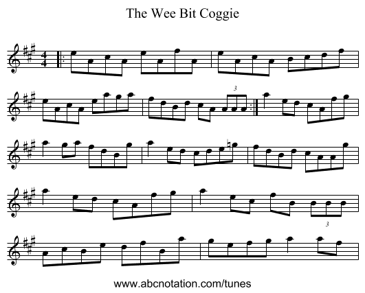 The Wee Bit Coggie - staff notation