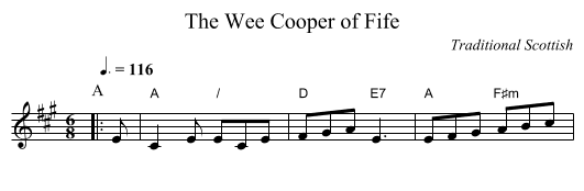 The Wee Cooper of Fife - staff notation