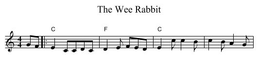 The Wee Rabbit - staff notation