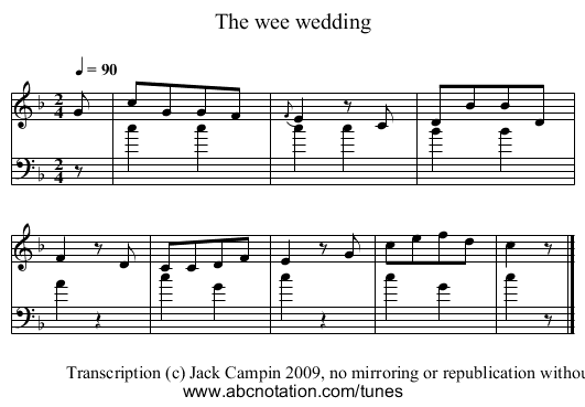 The wee wedding - staff notation