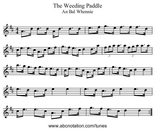 The Weeding Paddle - staff notation