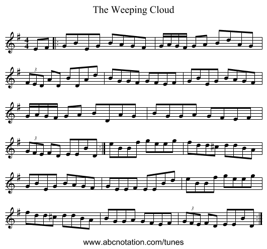 The Weeping Cloud - staff notation