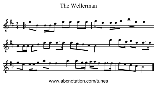 The Wellerman - staff notation
