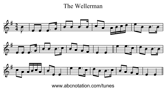 The Wellerman - staff notation