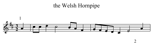 the Welsh Hornpipe - staff notation