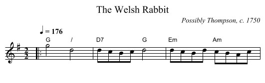 The Welsh Rabbit - staff notation