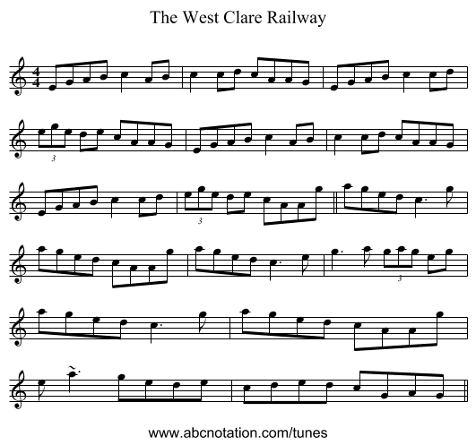 The West Clare Railway - staff notation