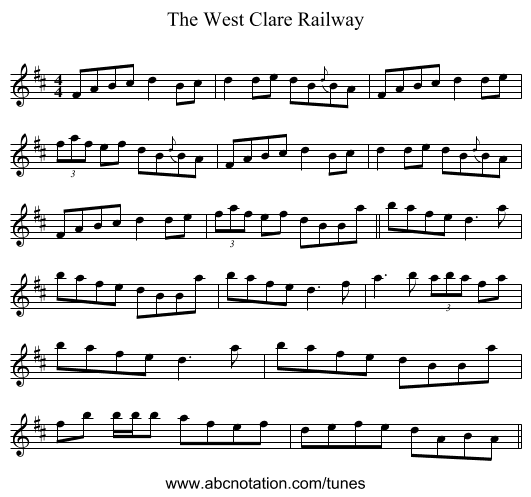 The West Clare Railway - staff notation
