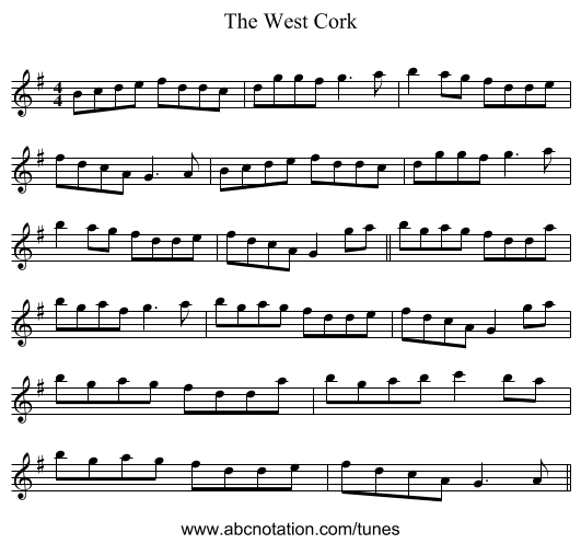 The West Cork - staff notation