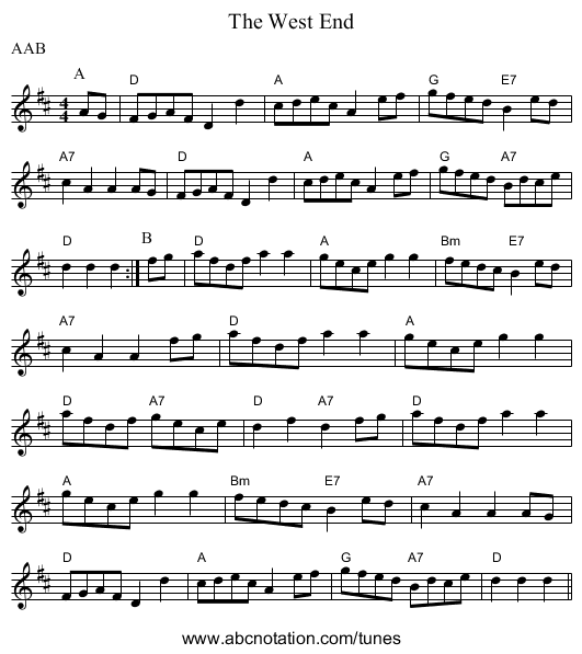 The West End - staff notation