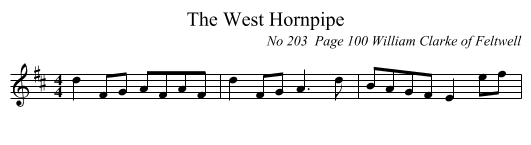The West Hornpipe - staff notation