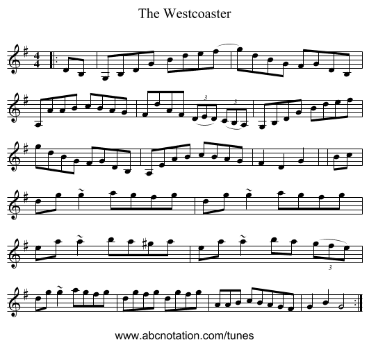 The Westcoaster - staff notation