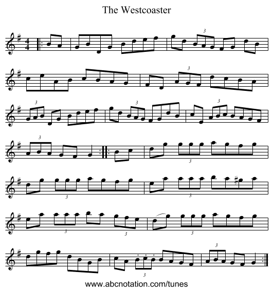 The Westcoaster - staff notation