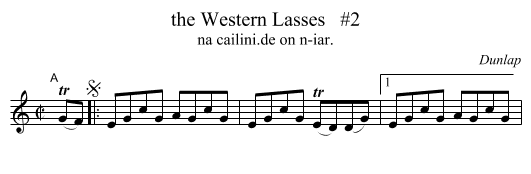 the Western Lasses   #2 - staff notation