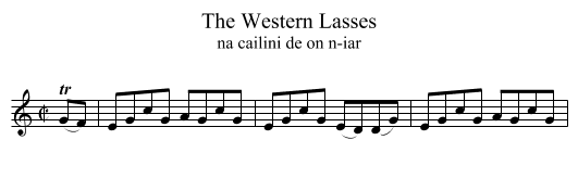 The Western Lasses - staff notation