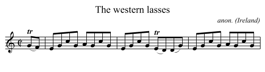 The western lasses - staff notation