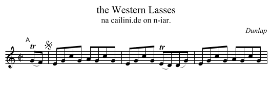 the Western Lasses - staff notation