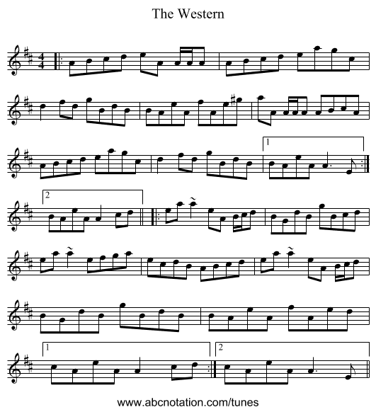 The Western - staff notation